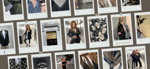 Collage of mirror selfies, fabric prints, photos from around NYC and mood board pic